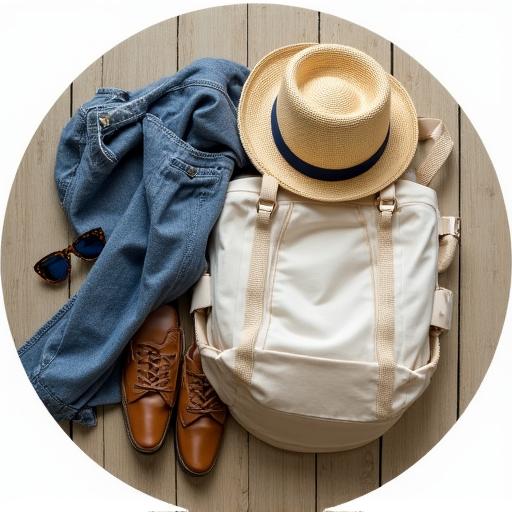 Borsa in tela e cappello nautico